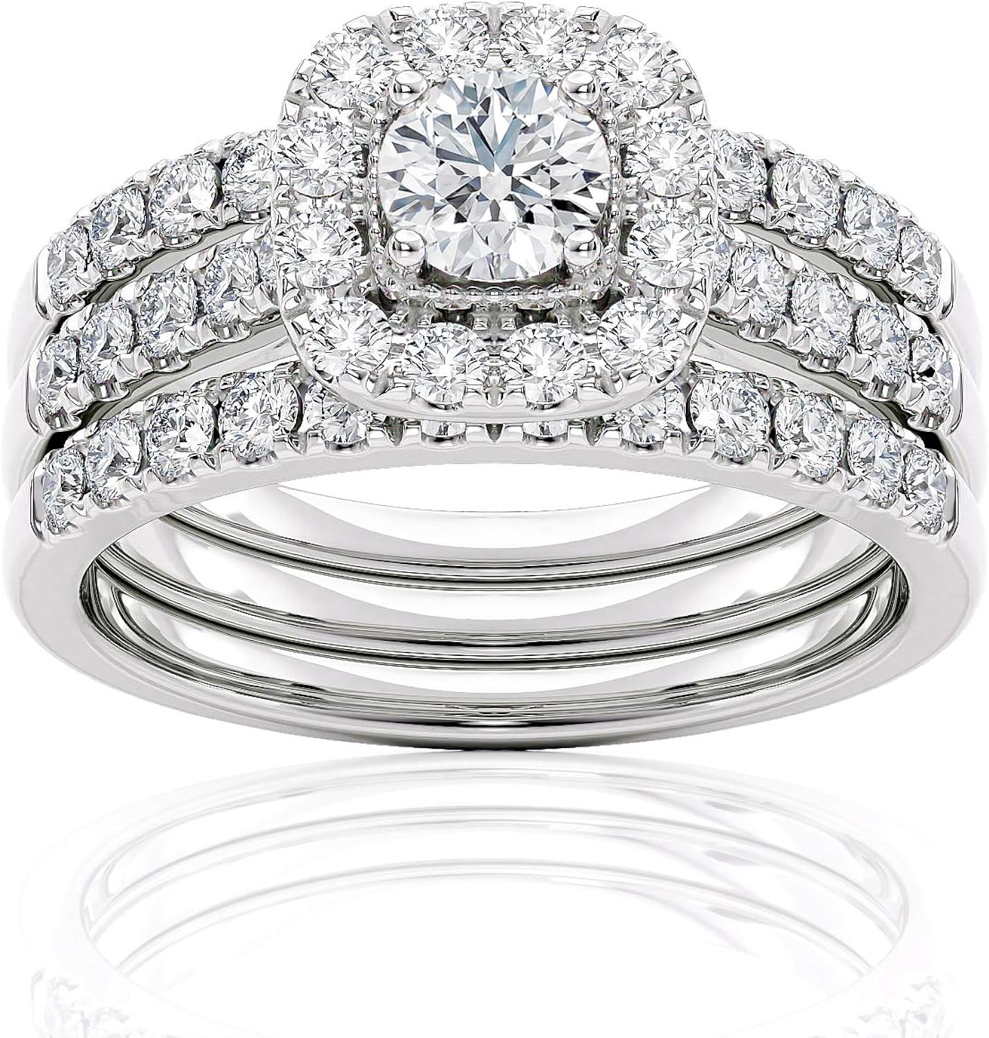 Beverly Hills Jewelers 1 Carat Diamond Engagement Ring for Women in 14k White Gold