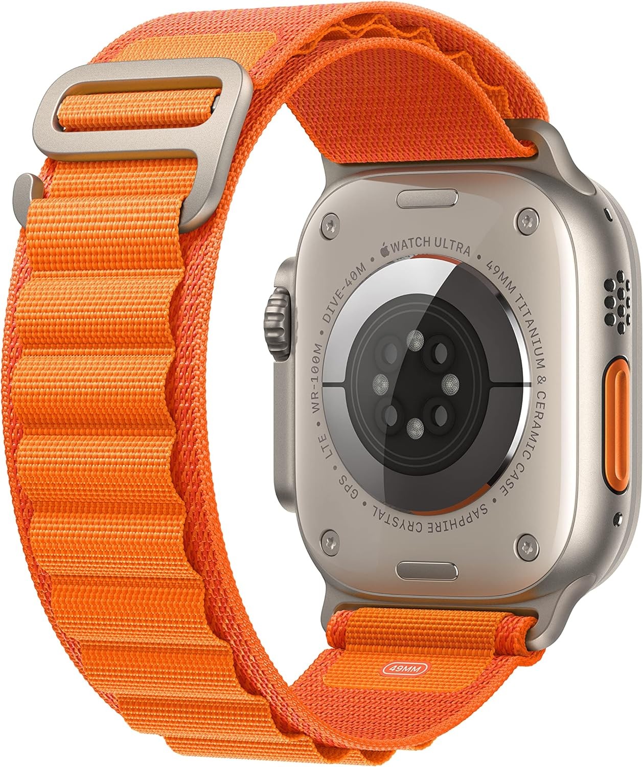 Apple Watch Ultra [GPS + Cellular 49mm] Smart Watch w/Rugged Titanium Case & Orange Alpine Loop Medium. Fitness Tracker, Precision GPS, Action Button, Extra-Long Battery Life, Brighter Retina Display