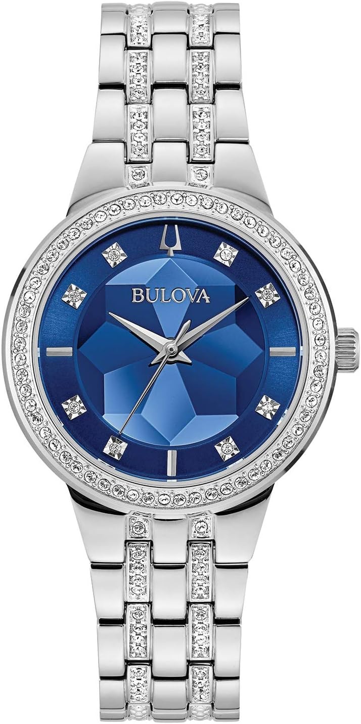 Bulova Ladies  Crystal Phantom 3-Hand Quartz Watch, Faceted Mineral Glass Dial