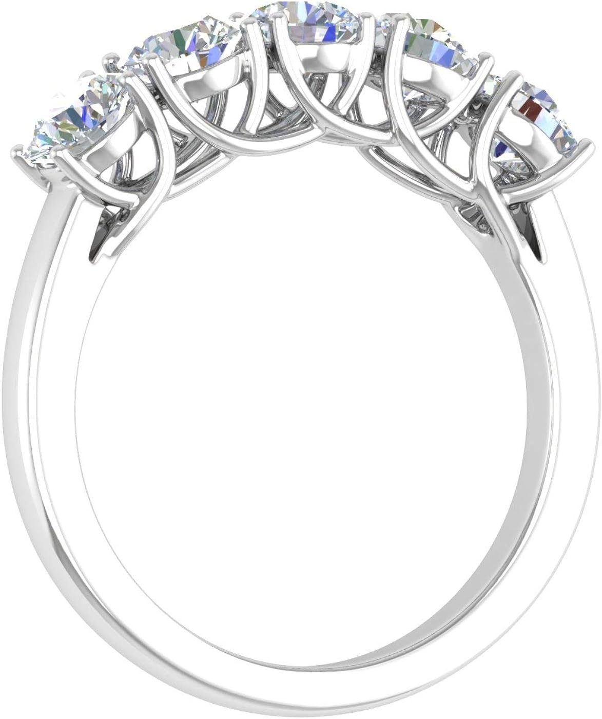 FINEROCK 1 1/2 Carat 5-Stone Diamond Wedding Band Ring in 14K Gold
