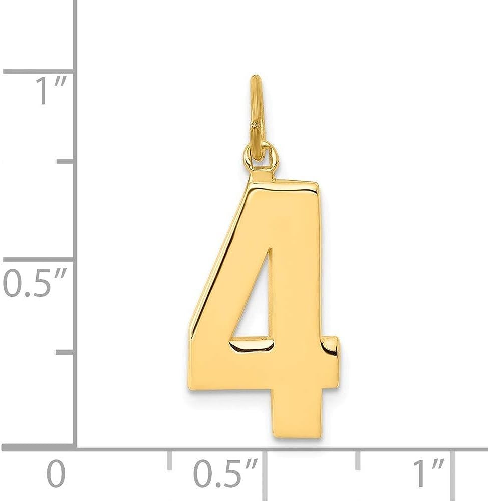 14k Gold Large Polished Sport game Number Charm Pendant Necklace Jewelry Gifts for Women in Yellow Gold Choice of Numbers and Variety of Options