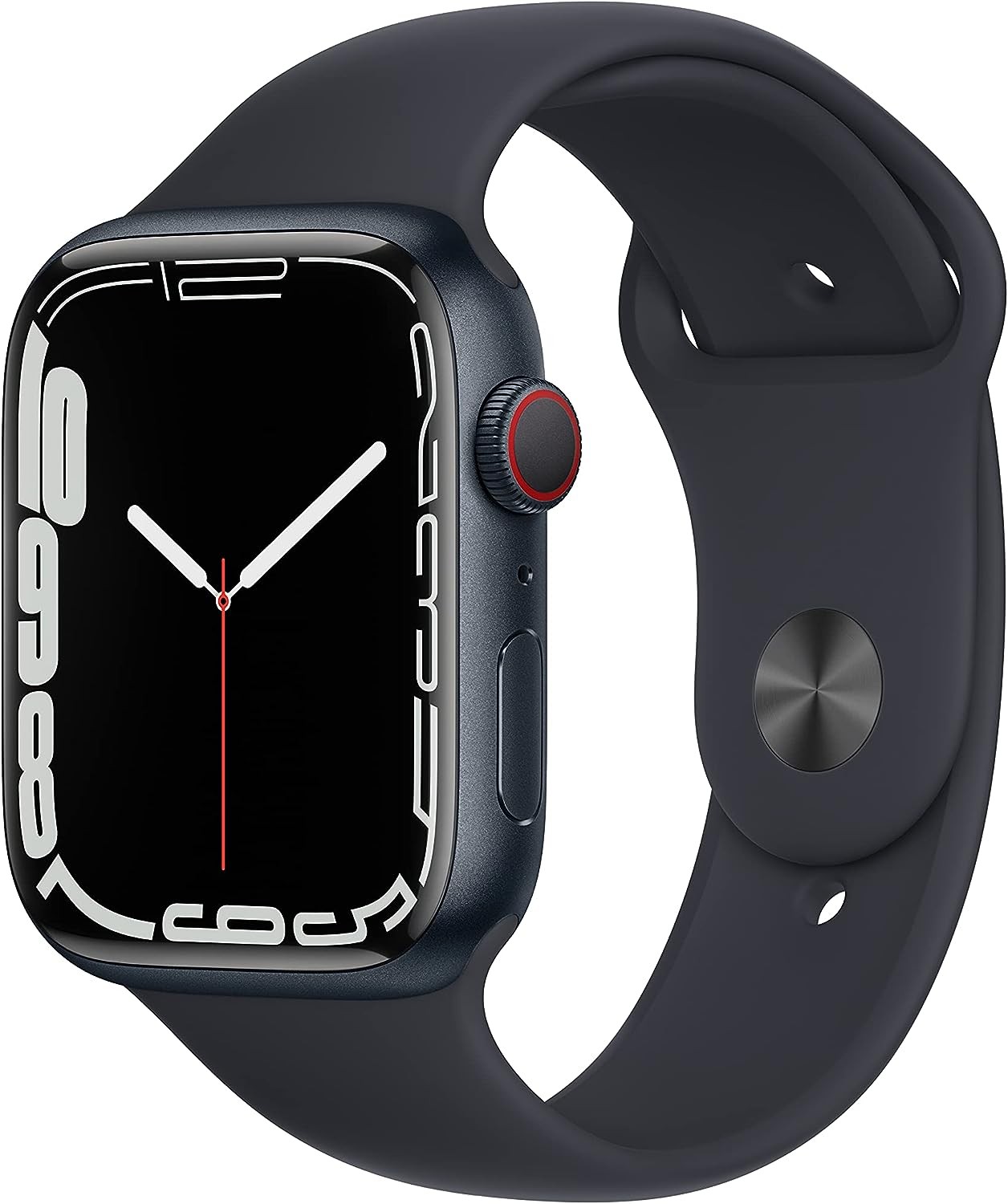 Apple Watch Series 7 [GPS + Cellular 45mm] Smart Watch w/Midnight Aluminum Case with Midnight Sport Band. Fitness Tracker, Blood Oxygen & ECG Apps, Always-On Retina Display, Water Resistant