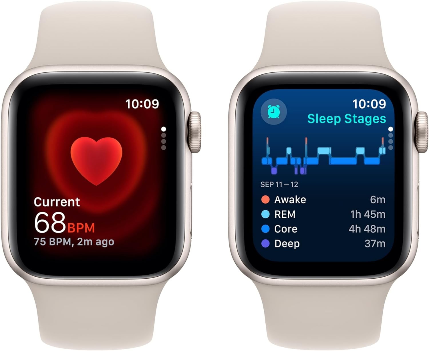 Apple Watch SE (2nd Gen) [GPS 40mm] Smartwatch with Starlight Aluminum Case with Starlight Sport Band M/L. Fitness & Sleep Tracker, Crash Detection, Heart Rate Monitor