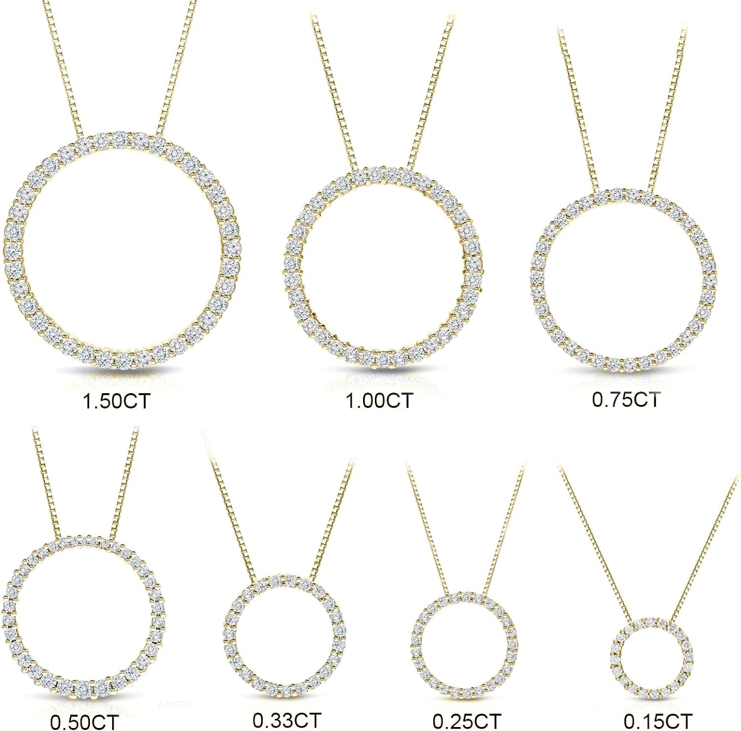 Diamond Wish 1/6 to 1 Carat Diamond Circle of Life Round Pendant Necklace for Women in 14k Gold (I1-I2, cttw) on 18 Inch Long Chain with Spring Ring Clasp
