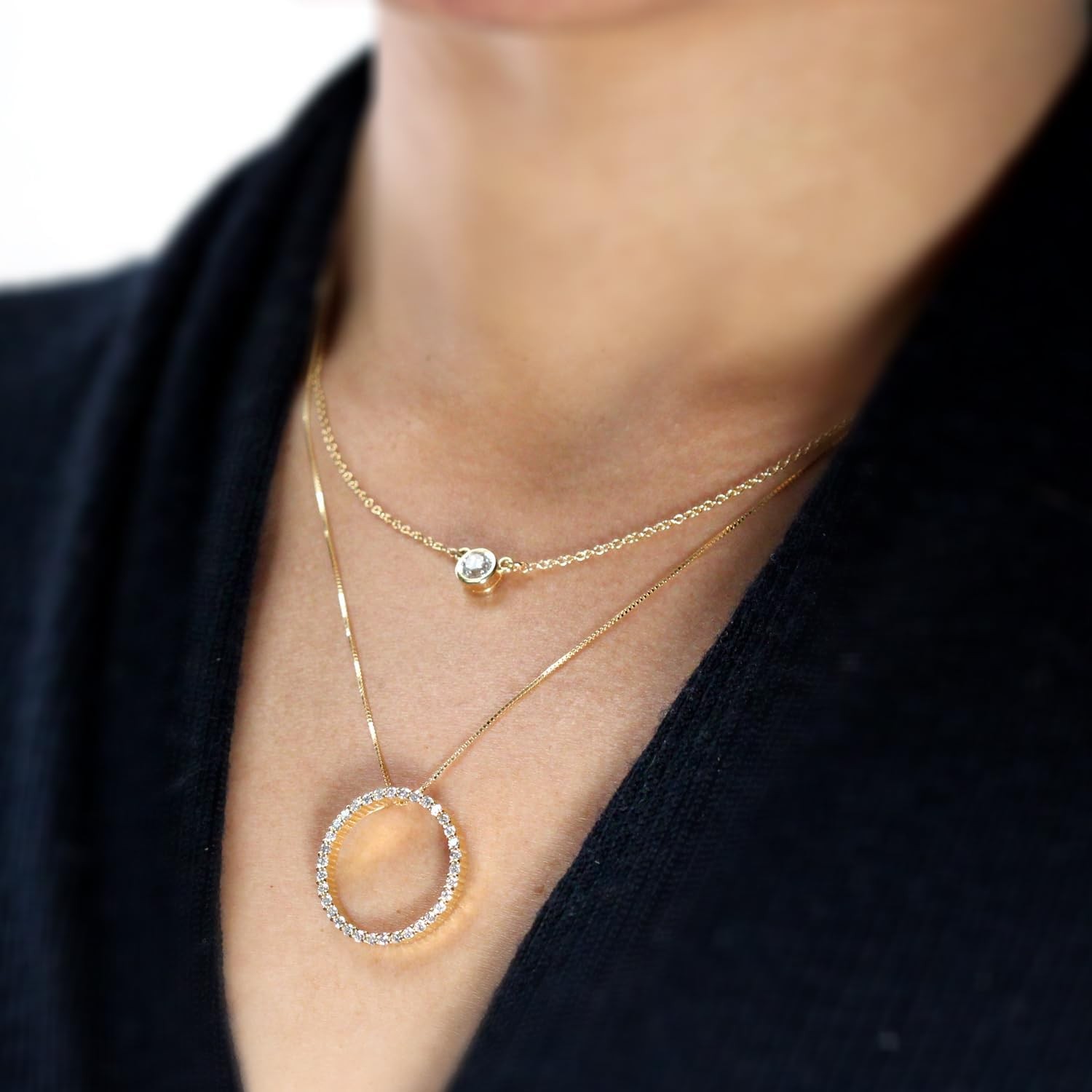 Diamond Wish 1/6 to 1 Carat Diamond Circle of Life Round Pendant Necklace for Women in 14k Gold (I1-I2, cttw) on 18 Inch Long Chain with Spring Ring Clasp