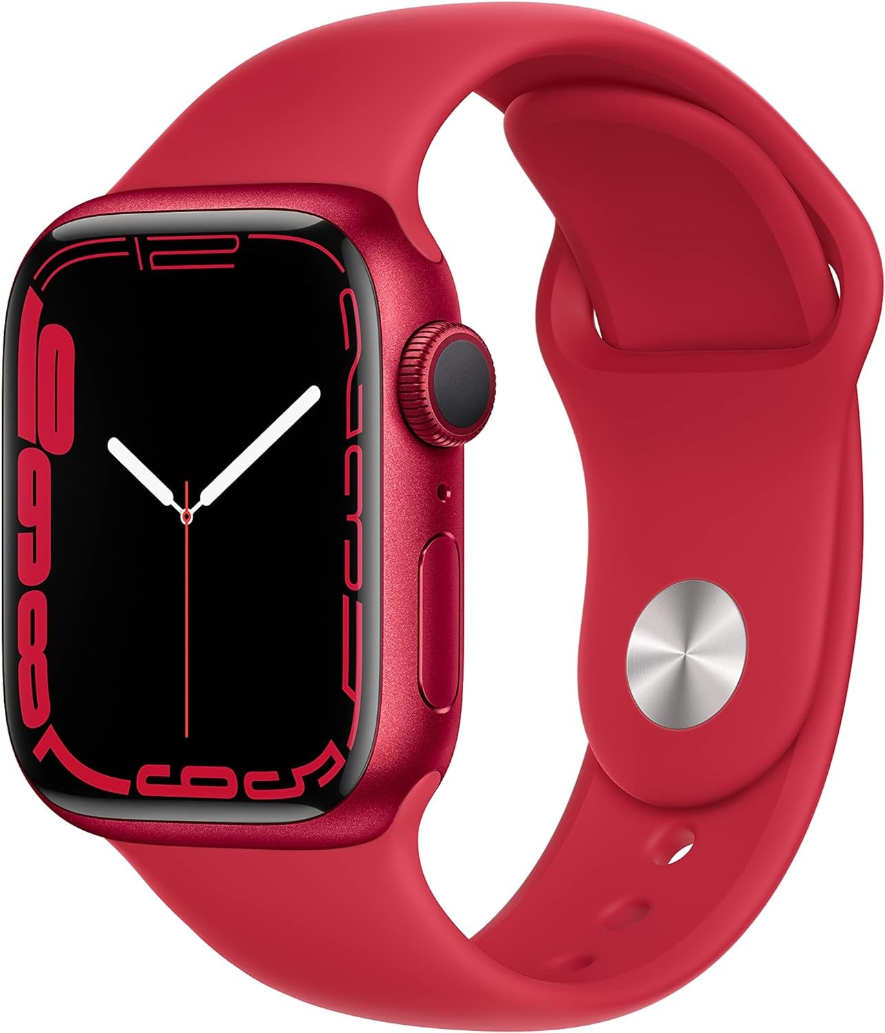 Apple Watch Series 7 [GPS 41mm] Smart Watch w/ (Product) RED Aluminum Case with (Product) RED Sport Band. Fitness Tracker, Blood Oxygen & ECG Apps, Always-On Retina Display, Water Resistant