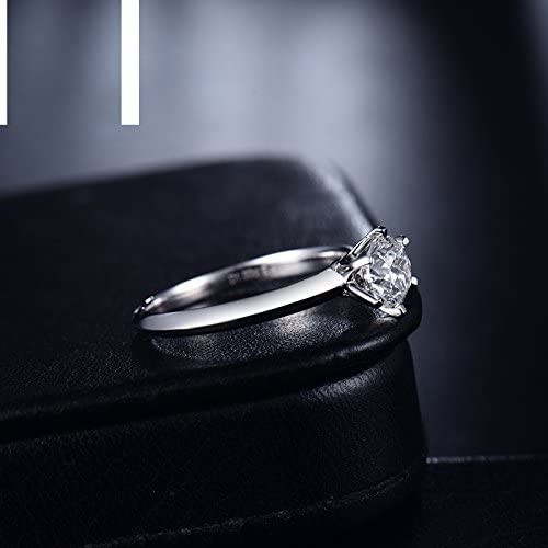 Lanmi Forever Love 18K White Gold 1.00Ct Natural Diamond Wedding Band Engagement Ring