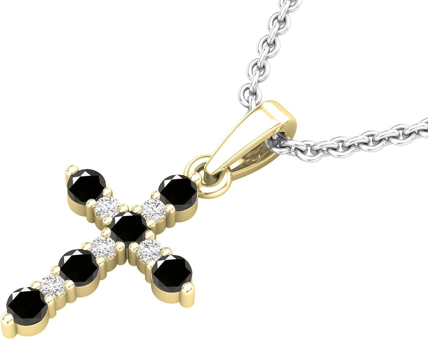 Dazzlingrock Collection Round Gemstone & White Diamond Ladies Cross Pendant (Silver Chain Included), 18K Gold