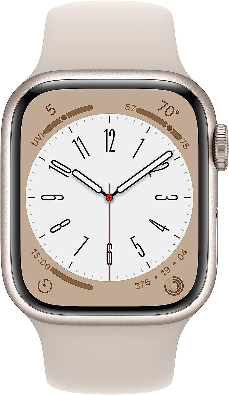 Apple Watch Series 8 [GPS 41mm] Smart Watch w/ Starlight Aluminum Case with Starlight Sport Band - M/L with AppleCare+ (2 Years)