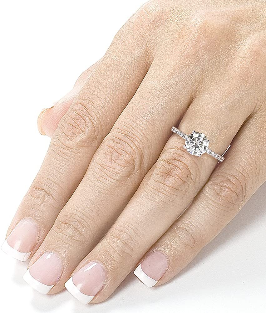 Round Diamond Engagement Ring 1 4/5 Carat (ctw) in 14k White Gold (Certified)