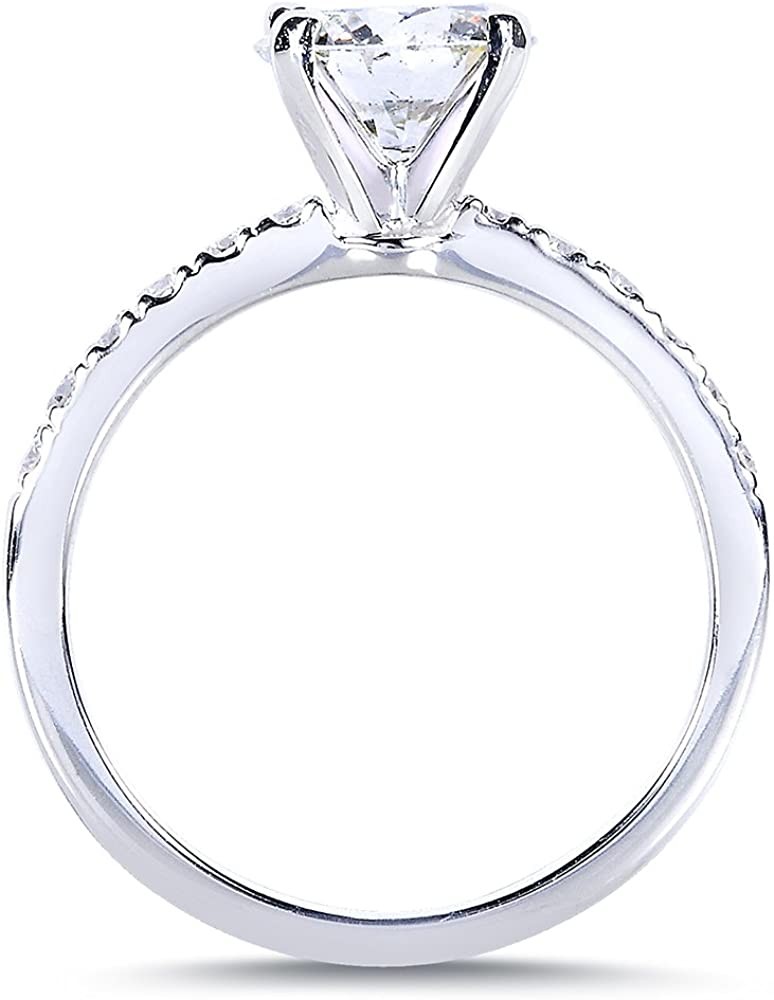 Round Diamond Engagement Ring 1 4/5 Carat (ctw) in 14k White Gold (Certified)