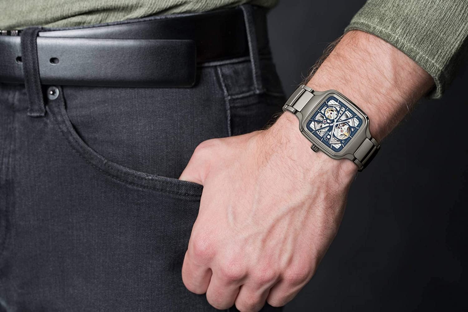 True Square Swiss Automatic Watch with Ceramic Strap, 21 (Model: R27083202), Silver