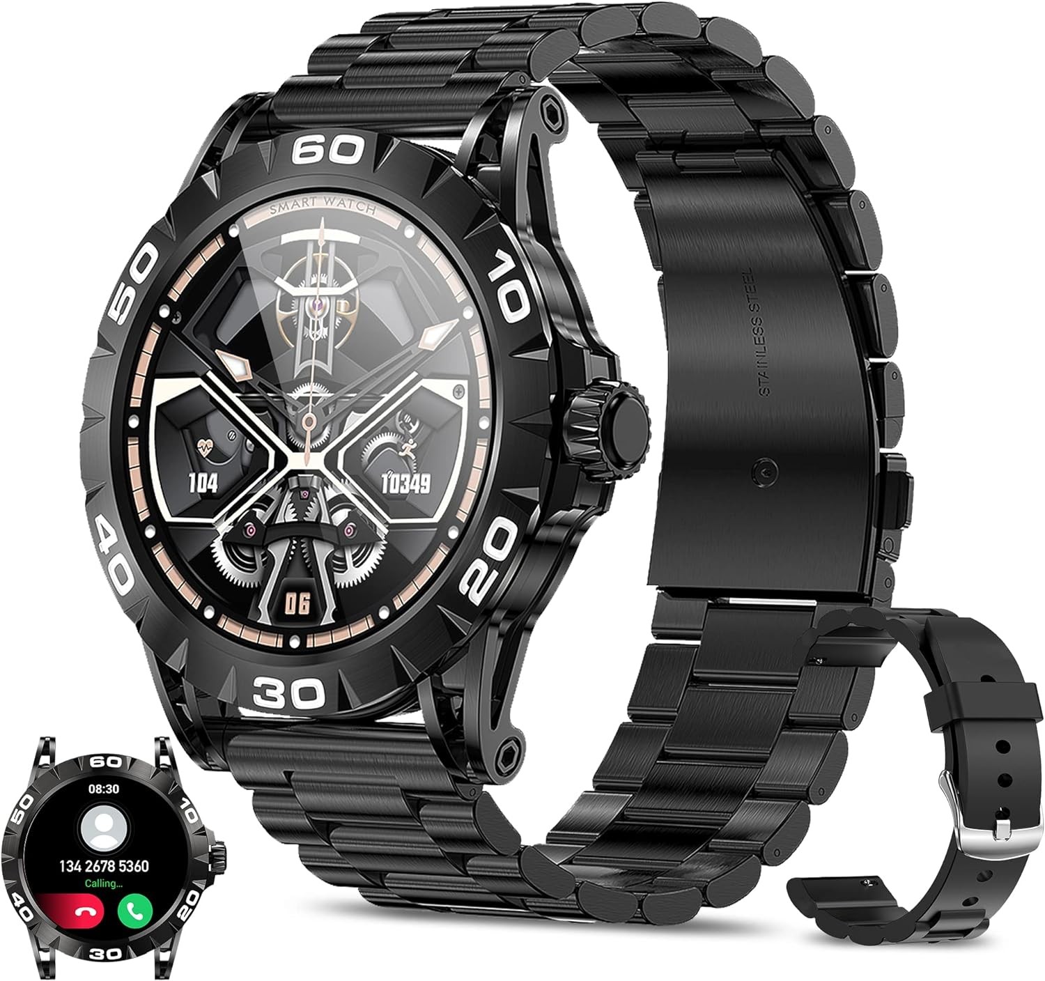 Efolen Smart Watches for Men (Answer/Dial Calls), 1.39" Bluetooth SmartWatch for Android and iPhone, IP67 Waterproof Outdoor Fitness Tracker with Heart Rate/SpO2/Sleep/BP/AI Voice (Black)