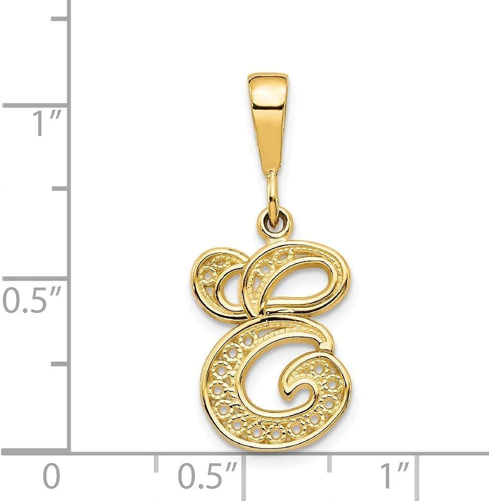 JewelryWeb 14k Yellow Gold Solid Polished Textured back Initial Charm - Measures 25.8x15.8mm - Initial Options: A B C D E F G H I J K L M N O P R S T V W