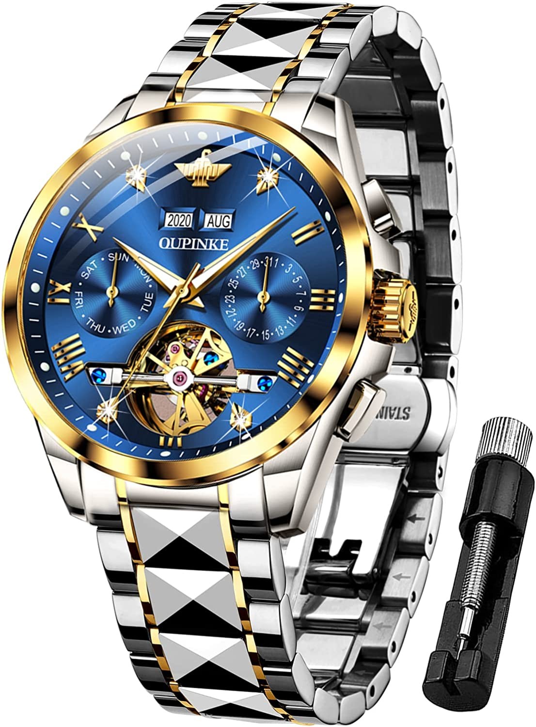 Mens Watches Automatic Skeleton Tourbillon Self Winding Luxury Sapphire Crystal Business Dress Wristwatch