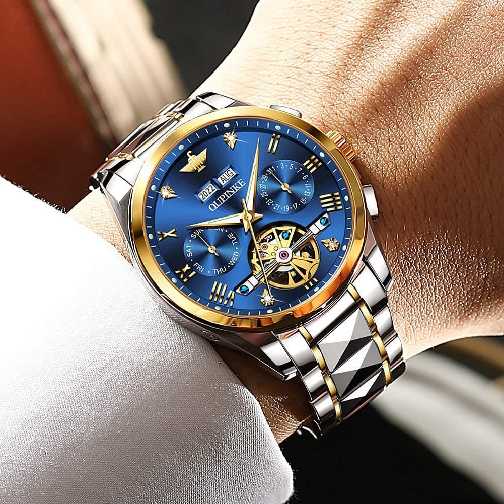 Mens Watches Automatic Skeleton Tourbillon Self Winding Luxury Sapphire Crystal Business Dress Wristwatch