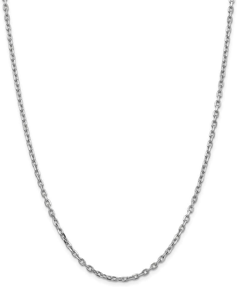 14k Gold D Cut Cable Chain Necklace Jewelry Gifts for Women in White Gold Choice of Lengths 16 18 20 24 and Variety of mm Options