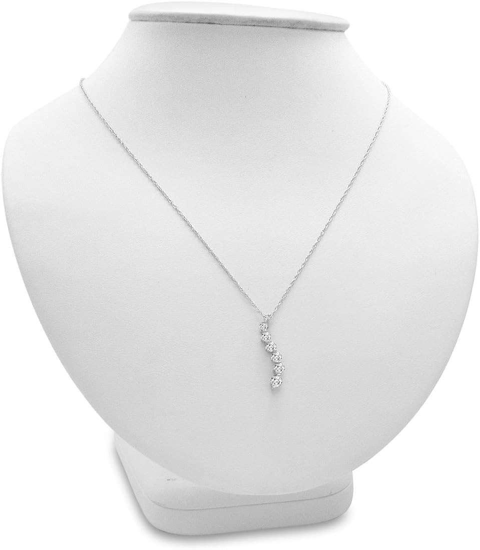 Amanda Rose Collection Certified 1/2ct Journey Diamond Pendant Necklace for Women in 10K Gold on an 18 inch 10K Gold Chain | Real Certified Diamonds in Real 10K White Gold or Yellow Gold
