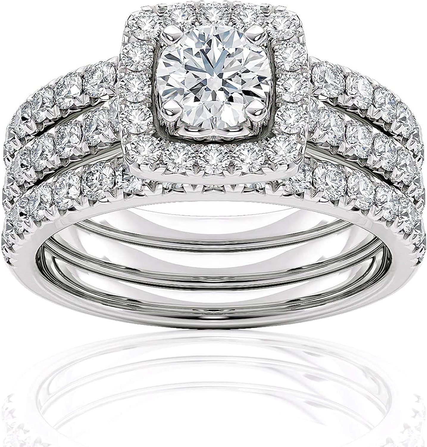 Beverly Hills Jewelers 2 Carat Diamond Engagement Ring for Women in 14k White Gold