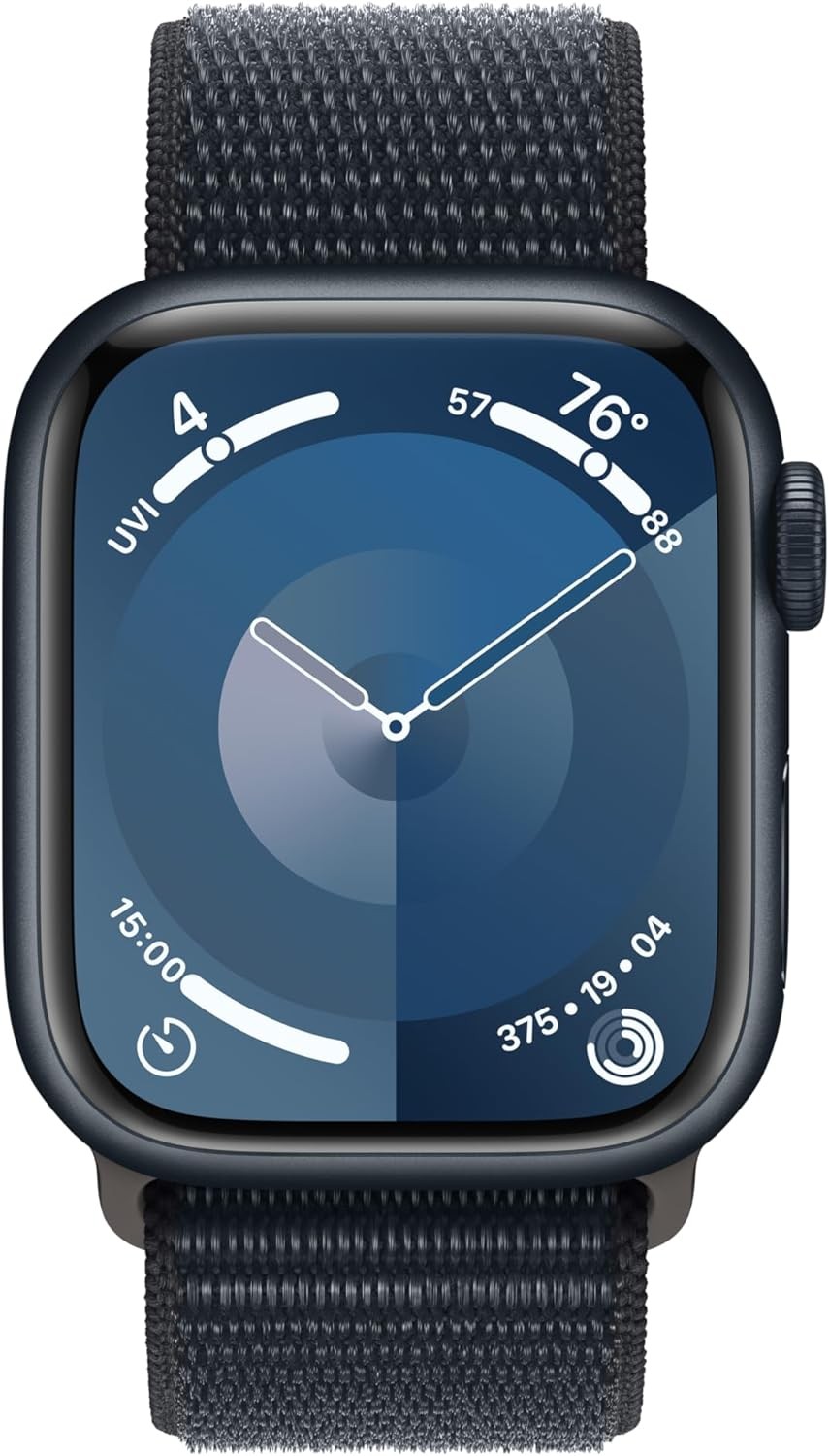 Apple Watch Series 9 [GPS 41mm] Smartwatch with Midnight Aluminum Case with Midnight Sport Loop. Fitness Tracker, Blood Oxygen & ECG Apps, Always-On Retina Display, Carbon Neutral