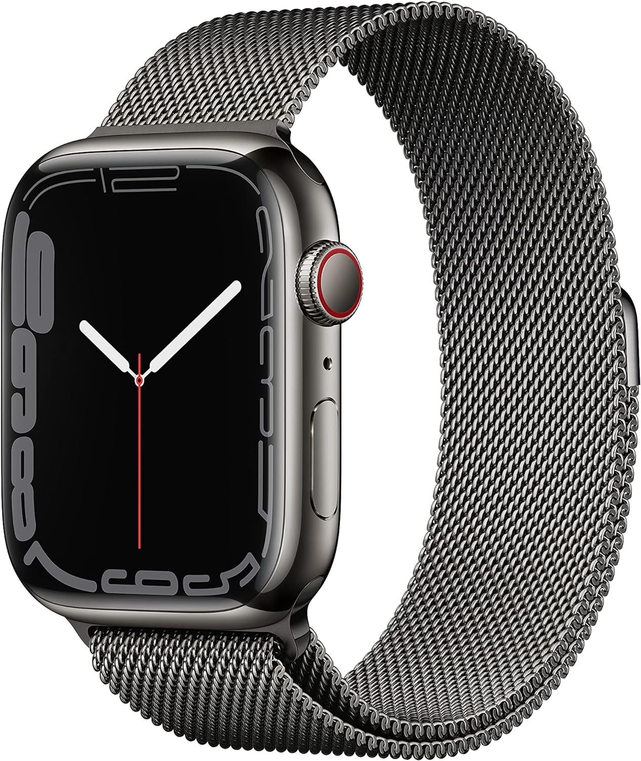 Apple Watch Series 7 [GPS + Cellular 45mm] Smart Watch w/Graphite Stainless Steel Case with Graphite Milanese Loop. Fitness Tracker, Blood Oxygen & ECG Apps, Always-On Retina Display, Water Resistant