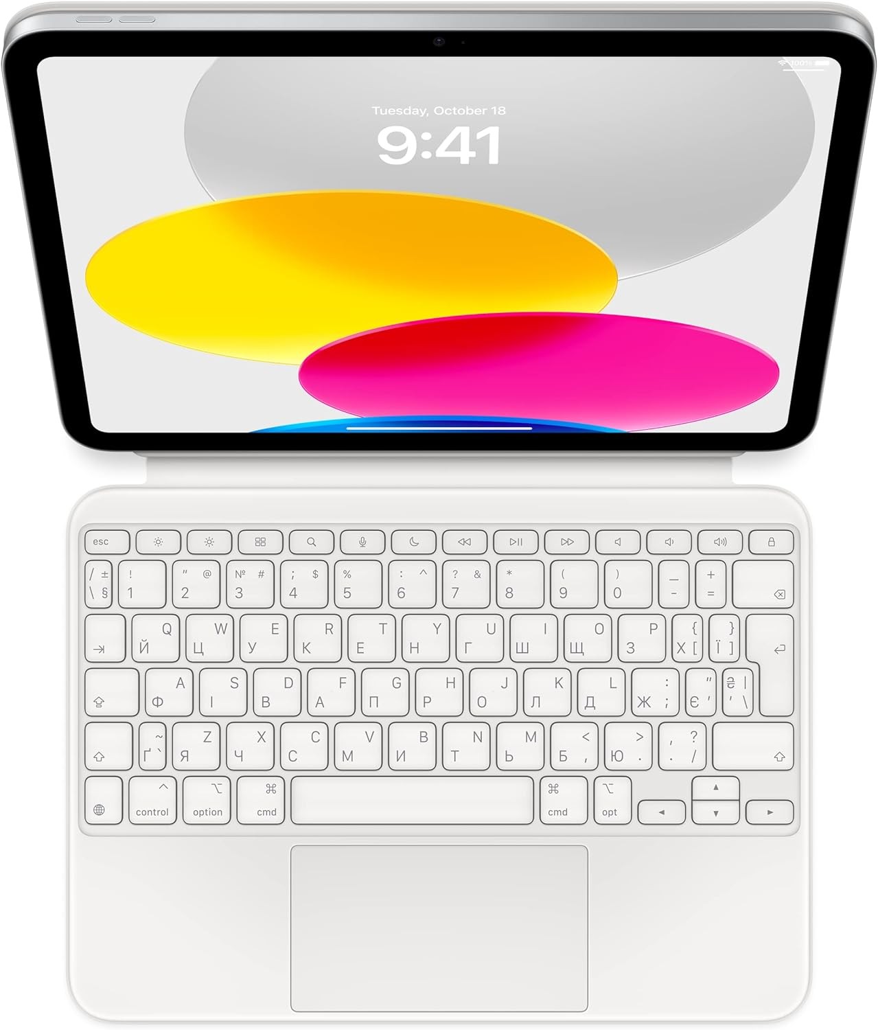 Apple Magic Keyboard Folio: iPad Keyboard and case for iPad (10th Generation), Detachable Two-Piece Design That attaches magnetically, Built-in trackpad, Ukrainian – White