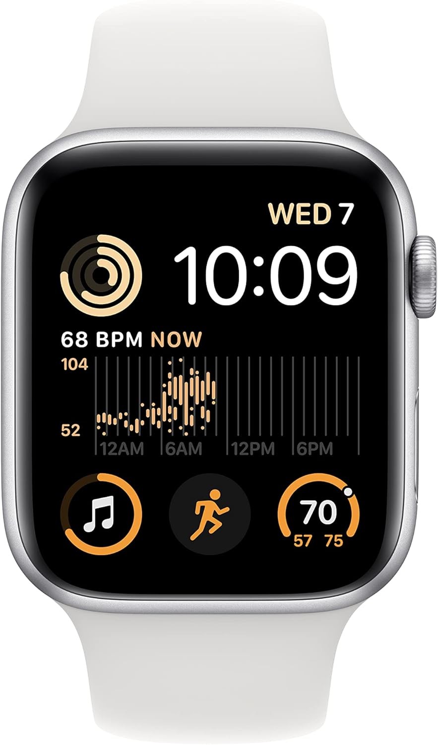Apple Watch SE GPS 44mm Silver Aluminium Case with White Sport Band - M/L with AppleCare+ (2 Years)