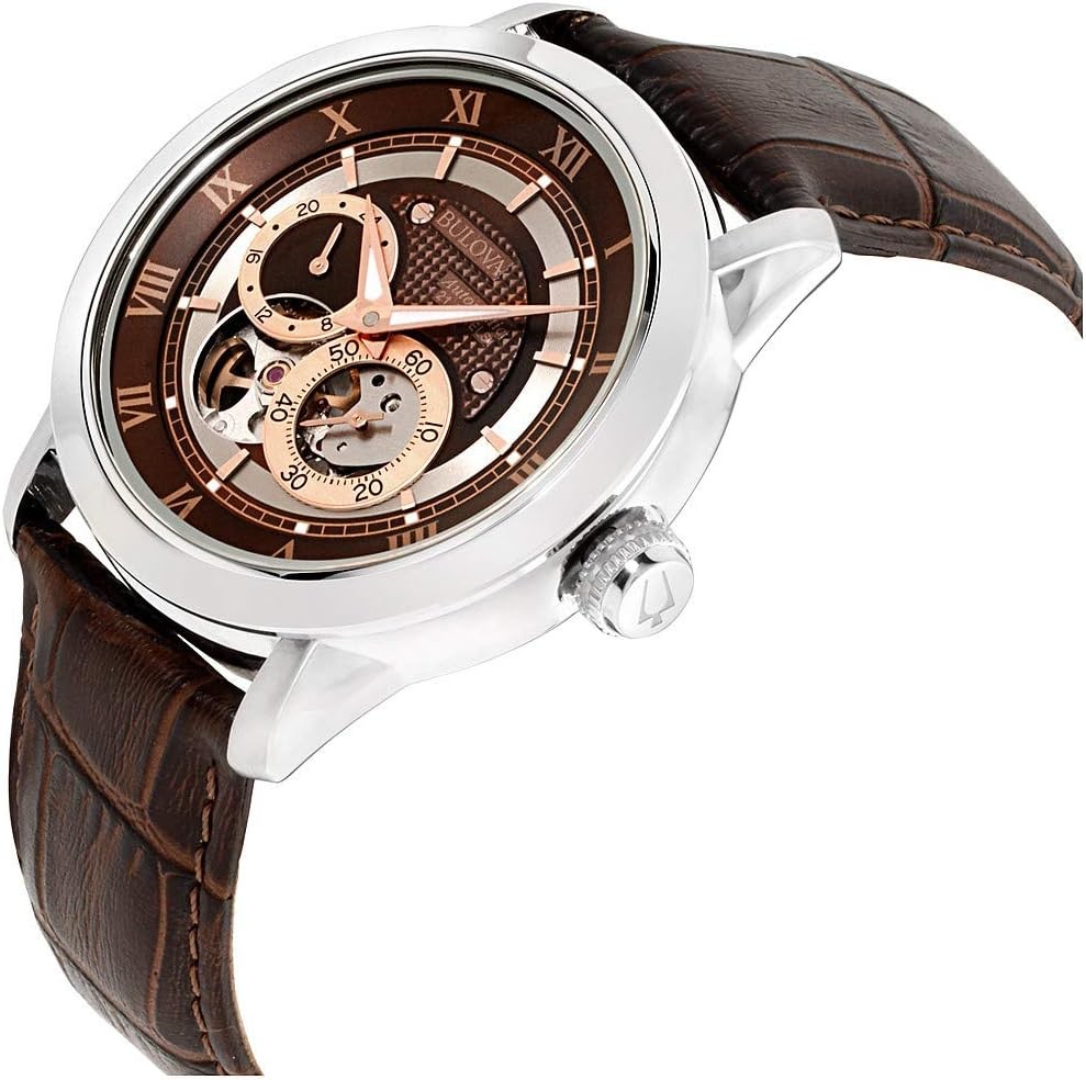 Bulova Men s Classic Sutton 4-Hand Automatic Watch, 24-Hour Sub Dial, Open Aperture, Self-Winding, Exhibition Caseback, Double Curved Mineral Crystal, Luminous Hands, 42mm