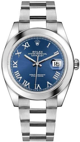 Rolex Datejust 41 Blue Roman Numeral Dial Men s Watch 126300