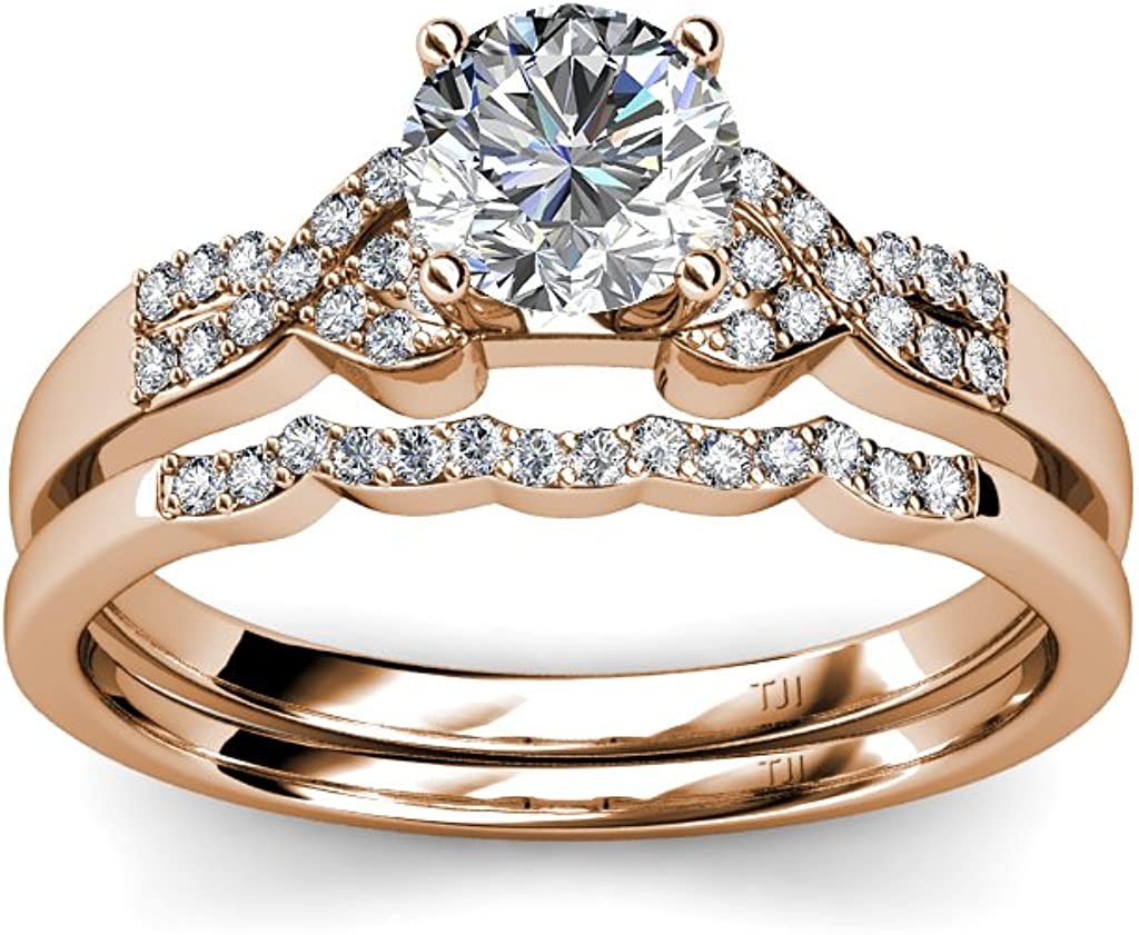 Round Natural Diamond 1 3/8 ctw Women Engagement Ring 18K Gold