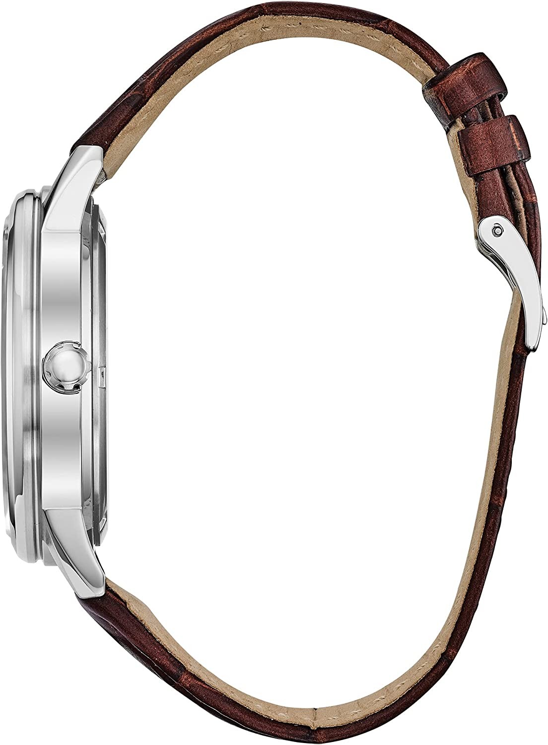 Men s Eco-Drive Corso Classic Watch in Stainless Steel with Brown Leather strap, Blue Dial (Model: BU2070-12L)