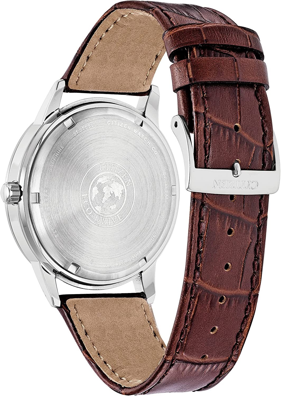 Men s Eco-Drive Corso Classic Watch in Stainless Steel with Brown Leather strap, Blue Dial (Model: BU2070-12L)