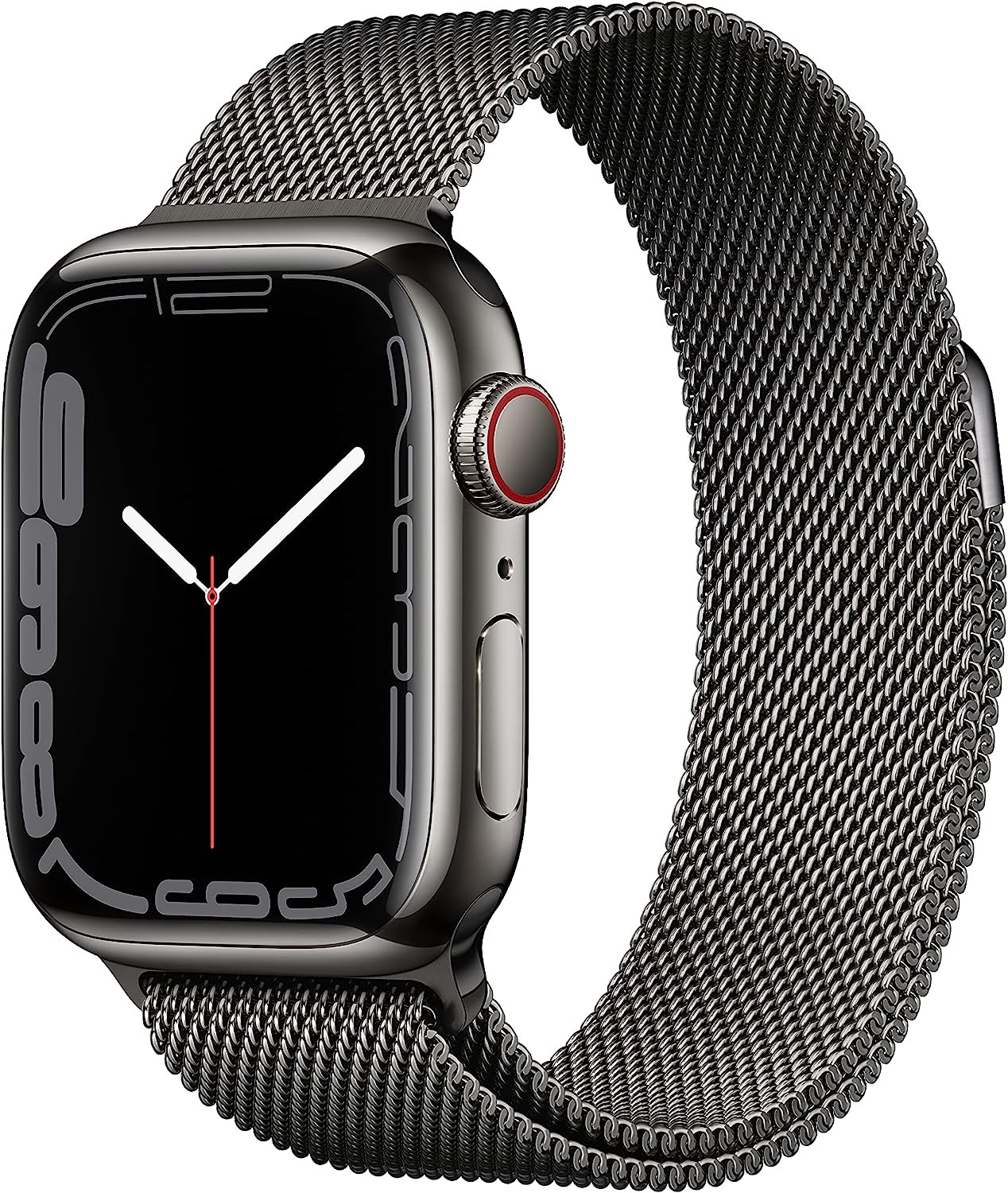 Apple Watch Series 7 [GPS + Cellular 41mm] Smart Watch w/Graphite Stainless Steel Case with Graphite Milanese Loop. Fitness Tracker, Blood Oxygen & ECG Apps, Always-On Retina Display, Water Resistant