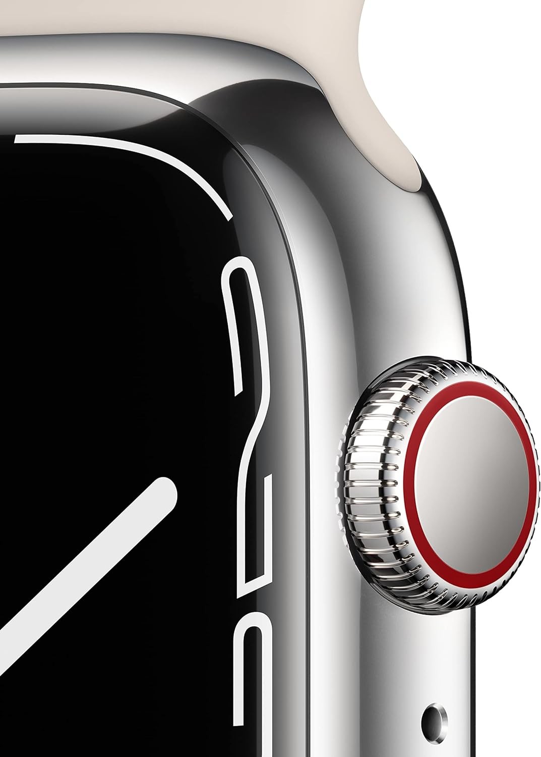 Apple Watch Series 7 [GPS + Cellular 45mm] Smart Watch w/Silver Stainless Steel Case with Starlight Sport Band. Fitness Tracker, Blood Oxygen & ECG Apps, Always-On Retina Display, Water Resistant