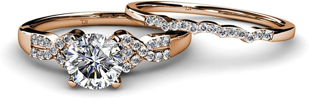 Round Natural Diamond 1 3/8 ctw Women Engagement Ring 18K Gold