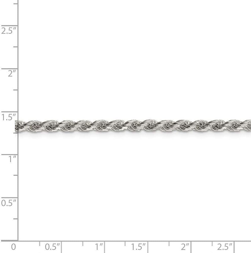 925 Sterling Silver Rhodium Plated Sparkle Cut Rope Chain Necklace Jewelry Gifts for Women in Silver Choice of Lengths 16 18 20 24 22 26 28 30 and Variety of mm Options
