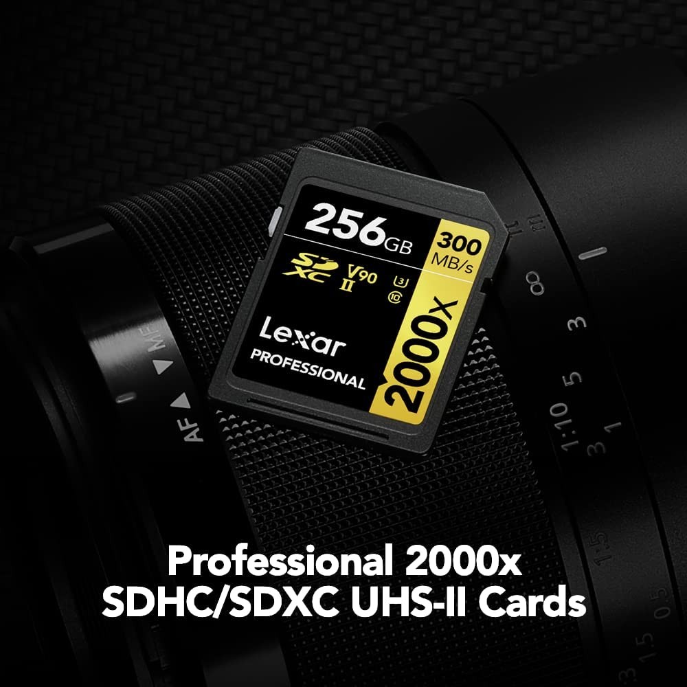 Lexar Professional 2000x 128GB SDXC UHS-II Card, Up To 300MB/s Read, for DSLR, Cinema-Quality Video Cameras (LSD2000128G-BNNNU)