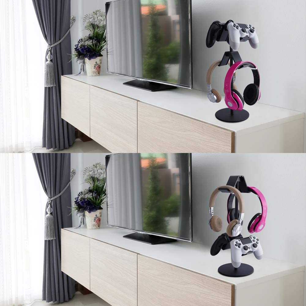 Controller Holder 2 Tier Gaming Headset and Headphone Storage Organizer Gamepad Rack for Desktop