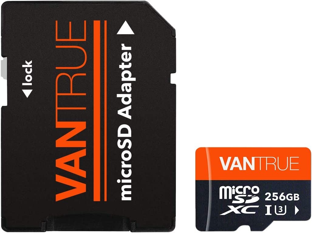 Vantrue 256GB microSDXC UHS-I U3 4K UHD Video High Speed Transfer Monitoring SD Card with Adapter for Dash Cams, Body Cams, Action Camera, Surveillance & Security Cams