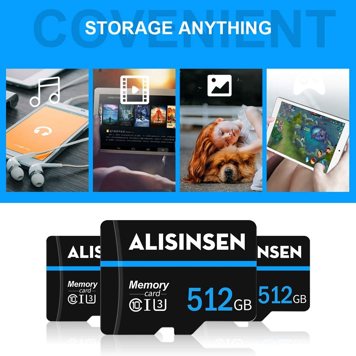 512GB Micro SD Card with SD Card Adapter Class 10 Memory Card 512GB for Class 10 TF Card for Android Smartphone Digital Camera Tablet and Drone 512GB