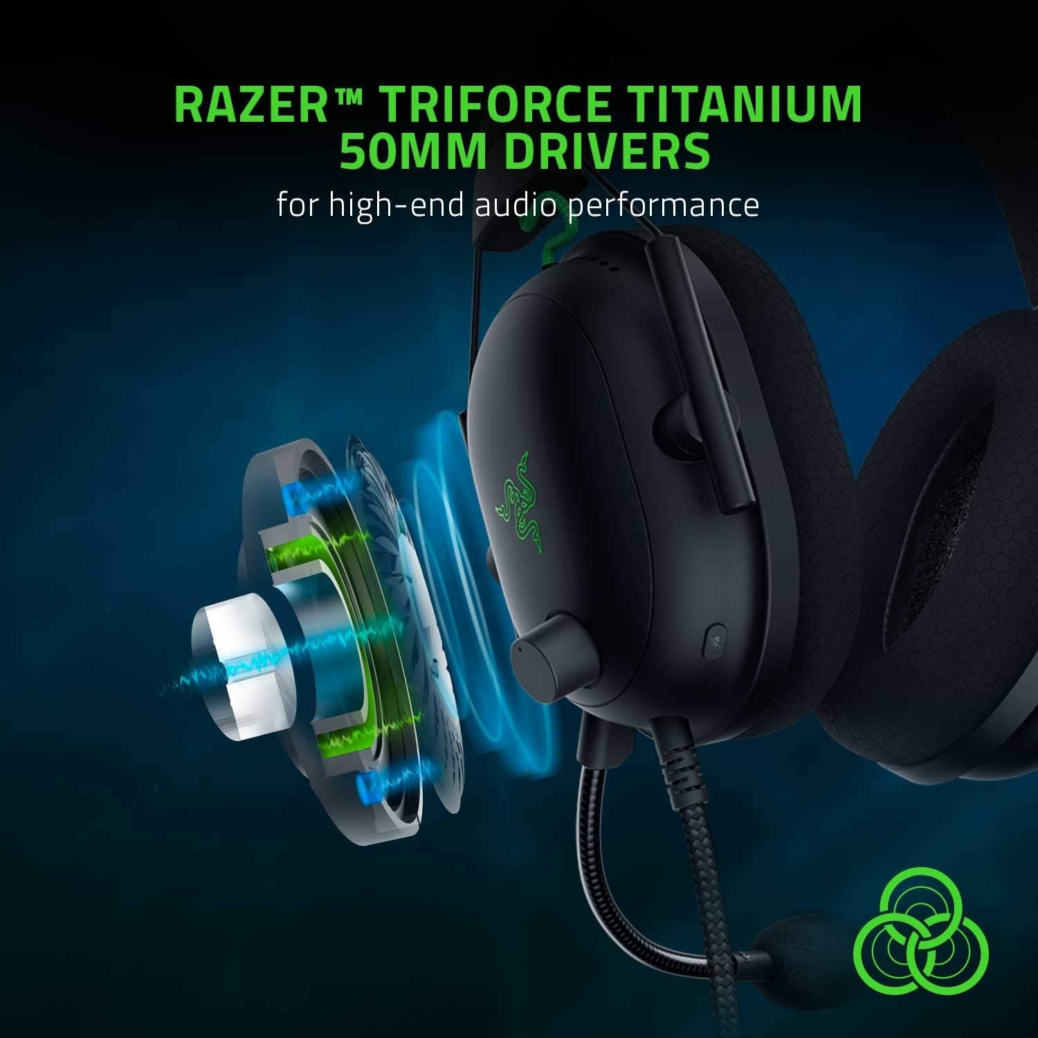 Razer BlackShark V2 Gaming Headset: THX 7.1 Spatial Surround Sound - 50mm Drivers - Detachable Mic - PC, PS4, PS5, Switch, Xbox One, Xbox Series X & S, Mobile - 3.5 mm Audio Jack & USB DAC - Black