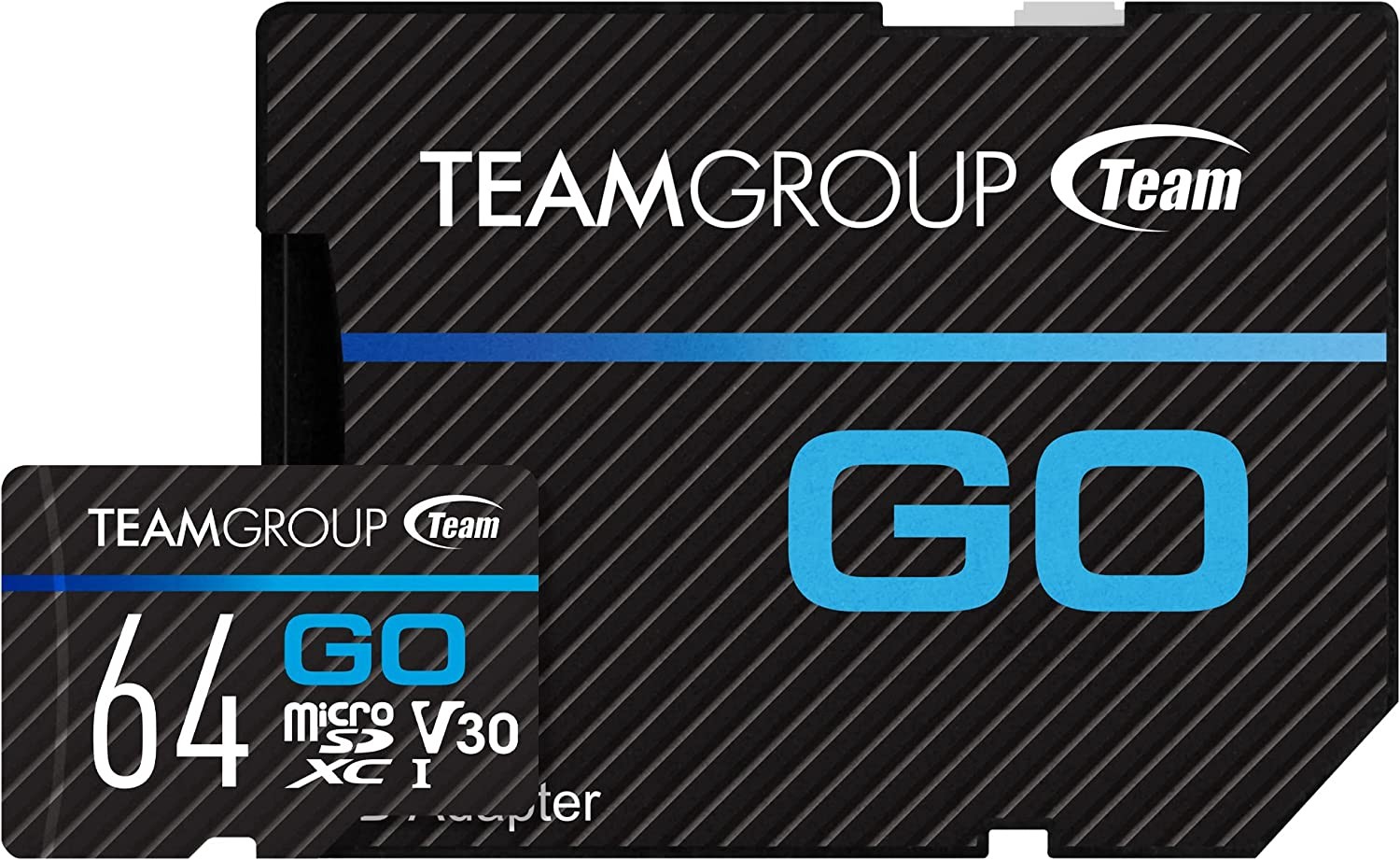 TEAMGROUP GO Card 64GB Micro SDXC UHS-I U3 V30 4K for GoPro & Drone & Action Cameras High Speed Flash Memory Card with Adapter for Outdoor, Sports, 4K Shooting, Nintendo-Switch TGUSDX64GU303