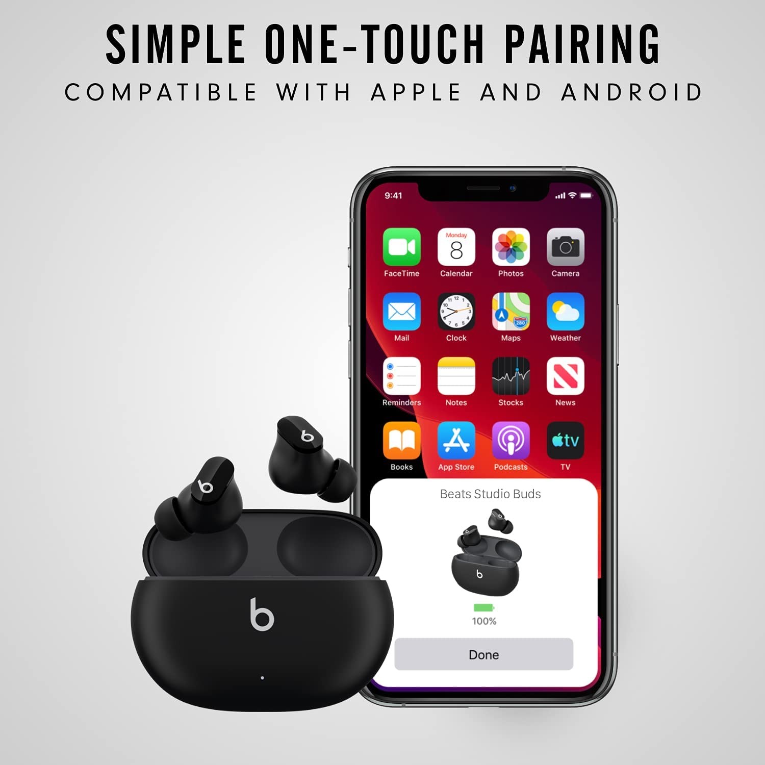 Beats Studio Buds - True Wireless Noise Cancelling Earbuds - Compatible with Apple & Android, Built-in Microphone, IPX4 Rating, Sweat Resistant Earphones, Class 1 Bluetooth Headphones - Black