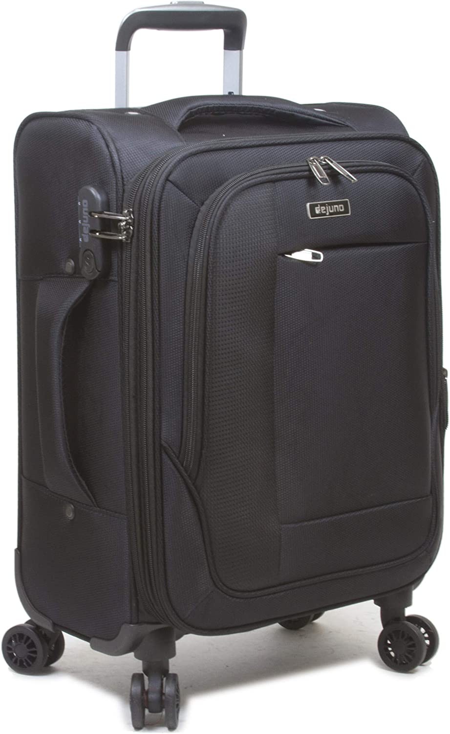 Dejuno Twilight Lightweight Nylon 3-Piece Spinner Luggage Set, Black