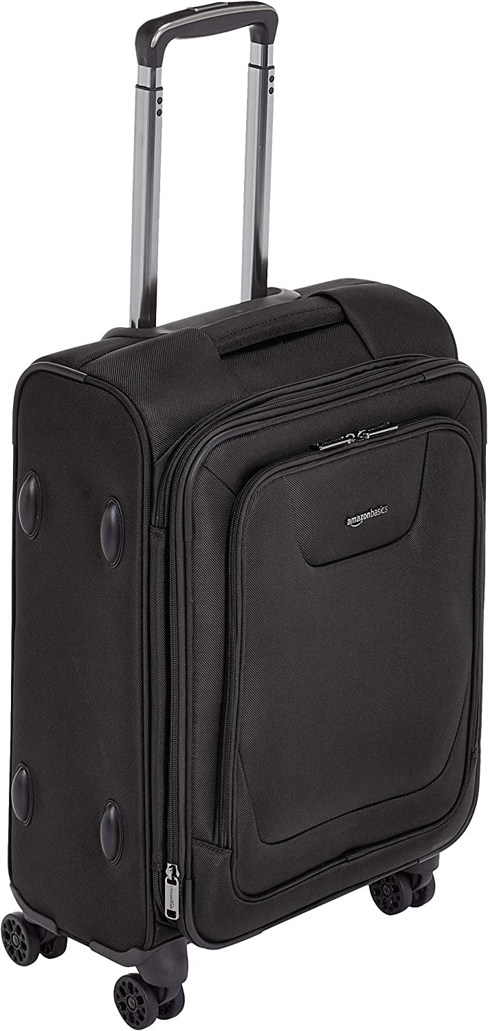 Amazon Basics Expandable Softside Carry-On Spinner Luggage Suitcase With TSA Lock And Wheels - 23 Inch, Black