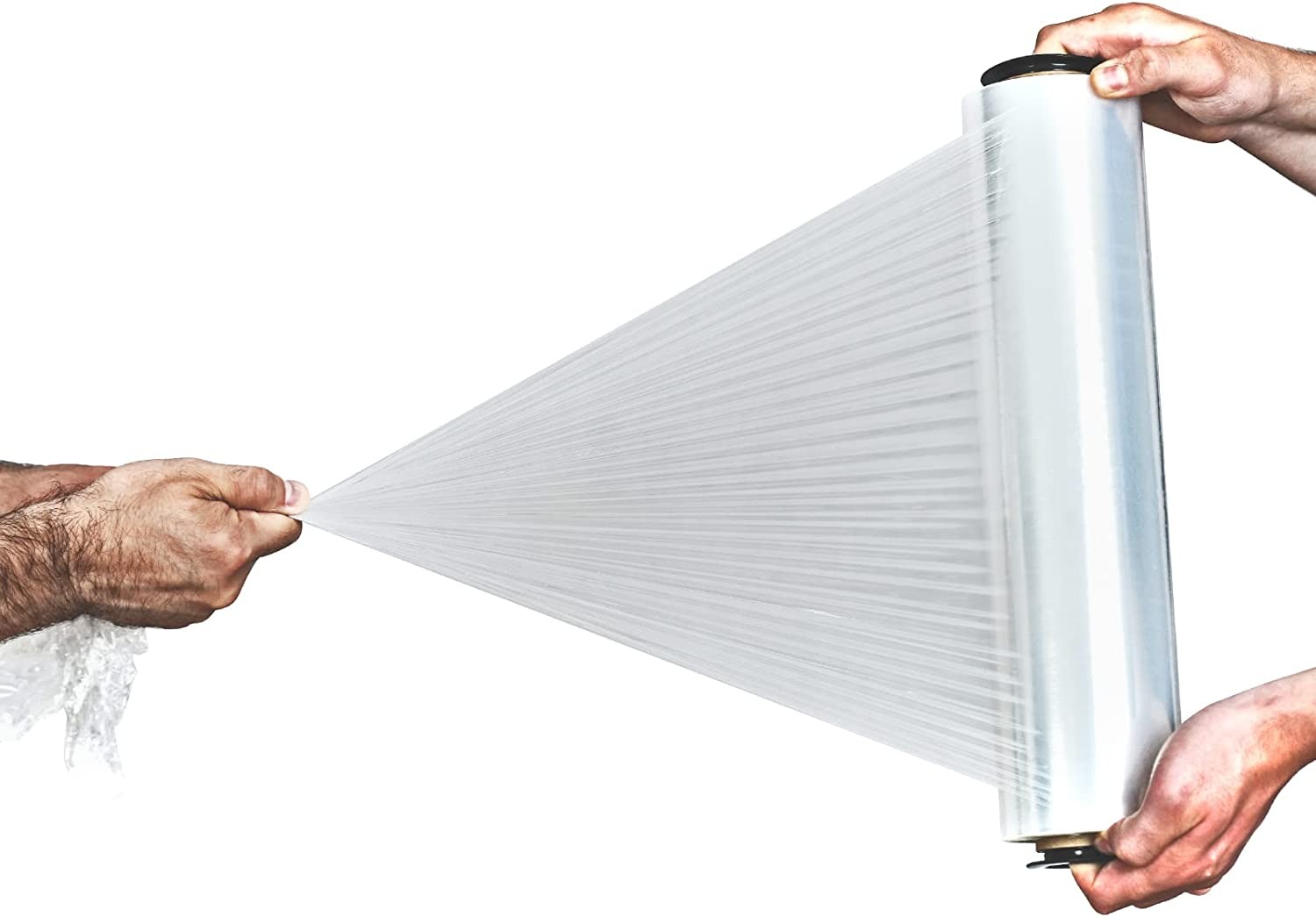 15" Stretch Film/Wrap 70 Gauge 1200ft 500% Stretch Clear Cling Durable Adhering Packing Moving Packaging Heavy Duty Shrink Film (1 Pack w/Handles, Clear)
