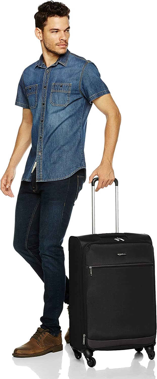 Amazon Basics Softside Spinner Luggage Suitcase - 25.9 Inch, Black