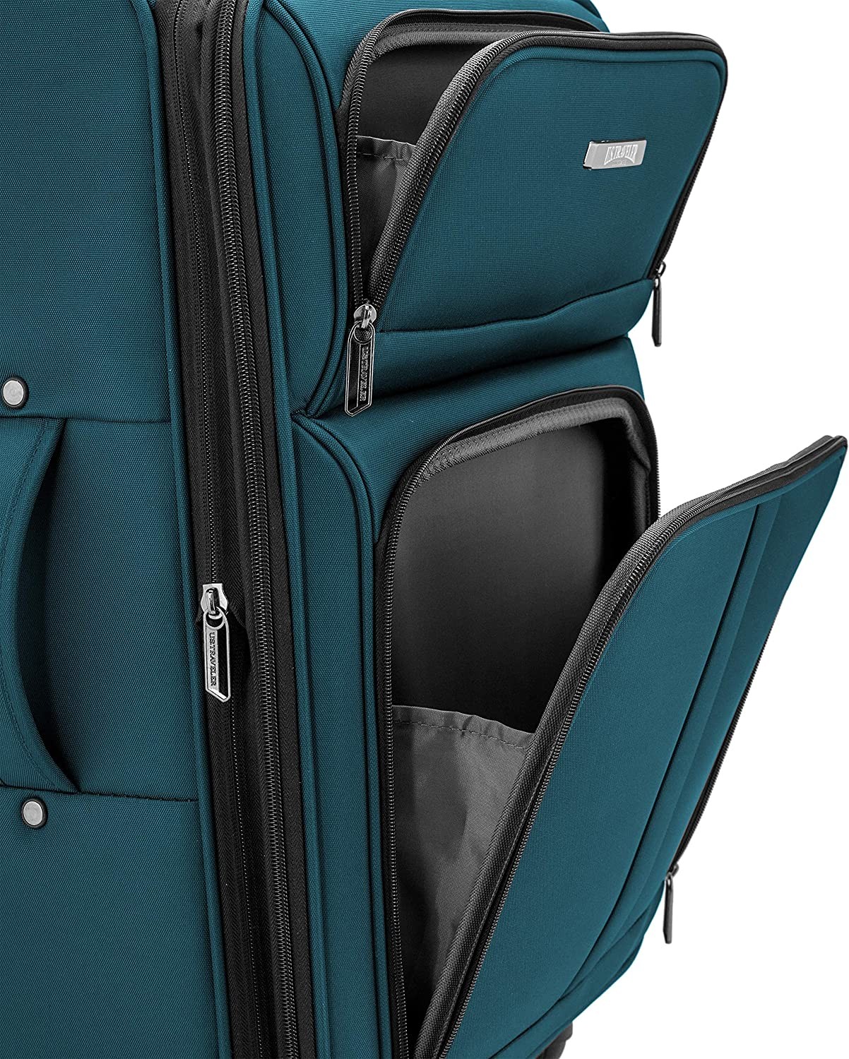 U.S. Traveler Anzio Softside Expandable Spinner Luggage, Teal, Carry-on 22-Inch