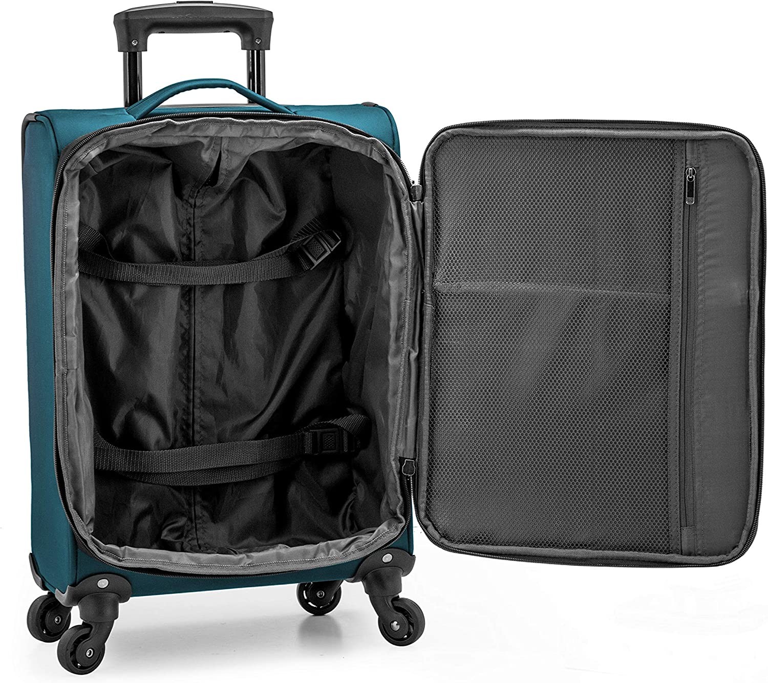 U.S. Traveler Anzio Softside Expandable Spinner Luggage, Teal, Carry-on 22-Inch