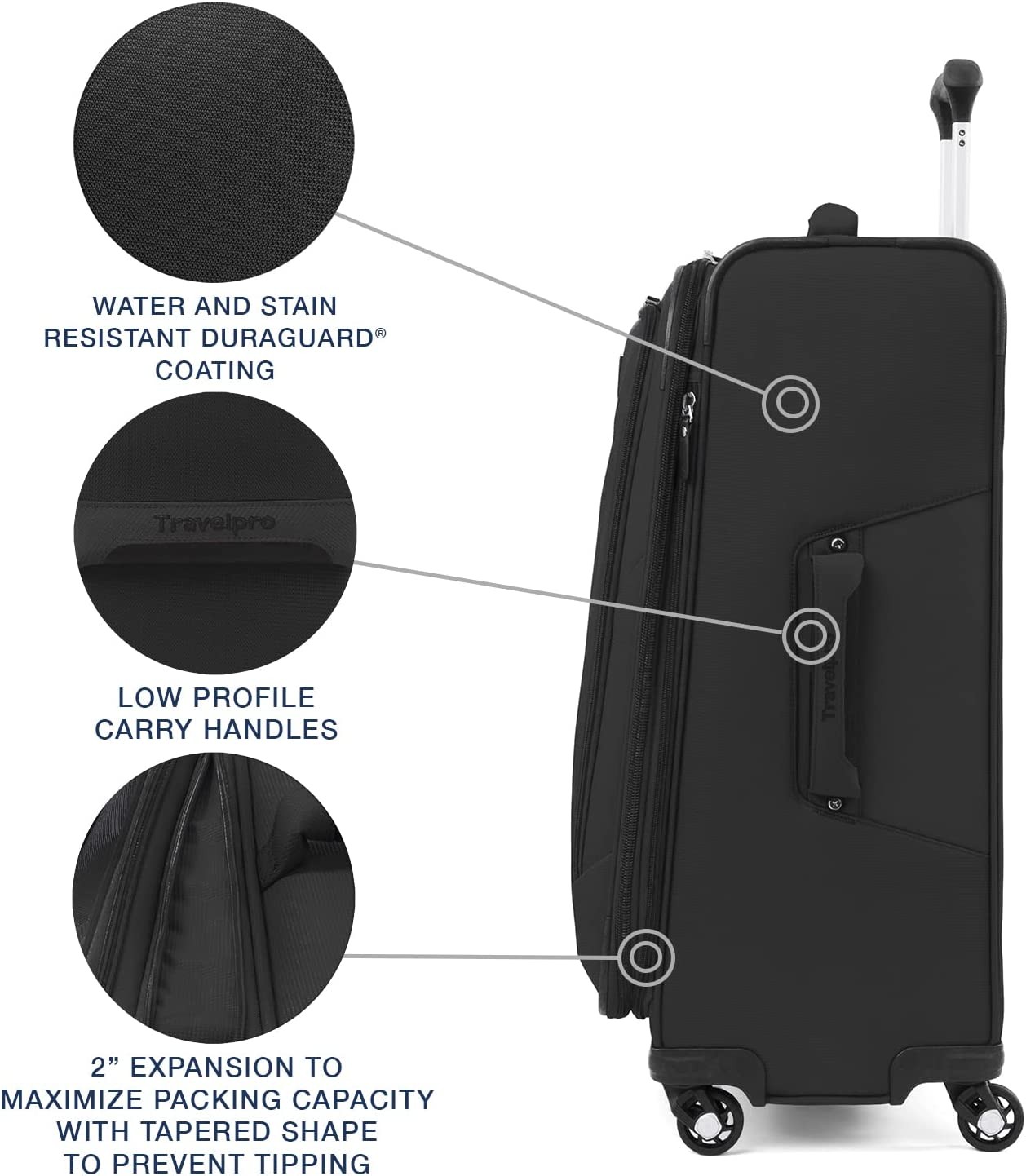 Travelpro Maxlite 5 Softside Expandable Luggage with 4 Spinner Wheels, Lightweight Suitcase, Men and Women, Black, Checked-Medium 25-Inch